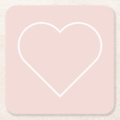 パステルモダンピンク&ミニマルハートラブリーギフト スクエアペーパーコースター (正面)