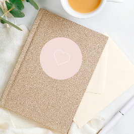 パステルモダンピンク&ミニマルハートラブリーギフト ラウンドシール