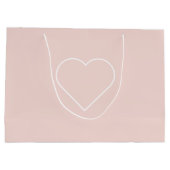 パステルモダンピンク&ミニマルハートラブリーギフト ラージペーパーバッグ (裏面)