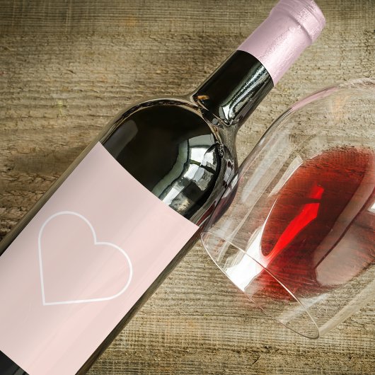 パステルモダンピンク&ミニマルハートラブリーギフト ワインラベル