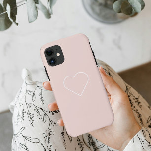 パステルモダンピンク&ミニマルハートラブリーギフト iPhone 11 ケース