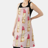 パステルモダンピンク&レッドリップスティックのパタガーリーーン エプロン (インサイチュ)