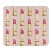 パステルモダンピンク&レッドリップスティックのパタガーリーーン カッティングボード (正面)