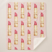 パステルモダンピンク&レッドリップスティックのパタガーリーーン シェルパブランケット (正面)