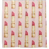 パステルモダンピンク&レッドリップスティックのパタガーリーーン シャワーカーテン (正面)