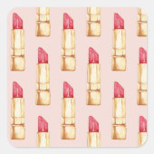 パステルモダンピンク&レッドリップスティックのパタガーリーーン スクエアシール (正面)