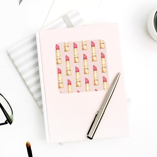 パステルモダンピンク&レッドリップスティックのパタガーリーーン スクエアシール