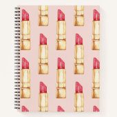 パステルモダンピンク&レッドリップスティックのパタガーリーーン ノートブック (正面)