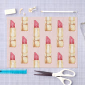 パステルモダンピンク&レッドリップスティックのパタガーリーーン 薄葉紙 (クラフト)