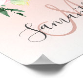 パステルモダンピンク&花の名前 ポスター (角)