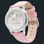 パステルモダンピンク&花の名前 腕時計<br><div class="desc">パステルモダンピンク&花の名前</div>