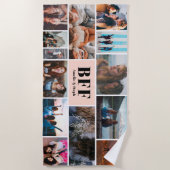 パステルモダンピンクBFF友最高の達の写真コラージュ ビーチタオル (正面)