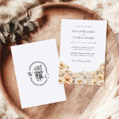 パステルモダンピーニーウォーターカラーフローラ結婚ズ 招待状