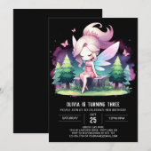 パステルモダンフェアリー誕生日 招待状 (正面/裏面)