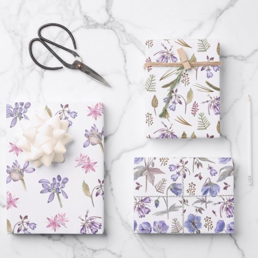 パステルモダンフラワーズガーデンベビーシャワーパーティー ラッピングペーパーシート (正面)