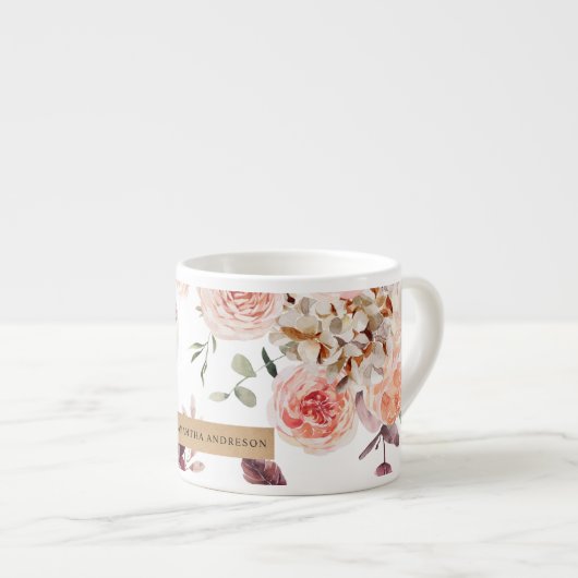 パステルモダンフラワー&クラフトギフトパーソナライズされたギフト エスプレッソカップ (正面右)