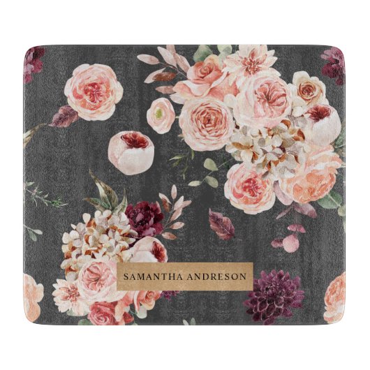 パステルモダンフラワー&クラフトギフトパーソナライズされたギフト カッティングボード (正面)