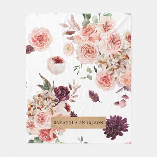 パステルモダンフラワー&クラフトギフトパーソナライズされたギフト フリースブランケット (正面)