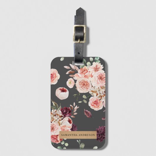 パステルモダンフラワー&クラフトギフトパーソナライズされたギフト ラゲッジタグ (正面縦)