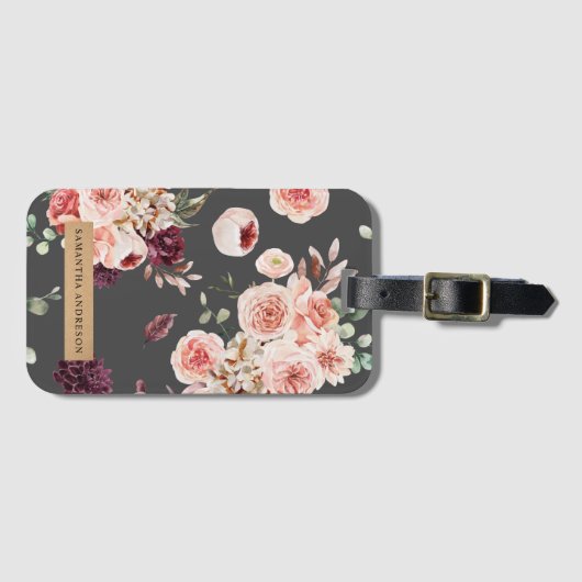 パステルモダンフラワー&クラフトギフトパーソナライズされたギフト ラゲッジタグ (正面横)