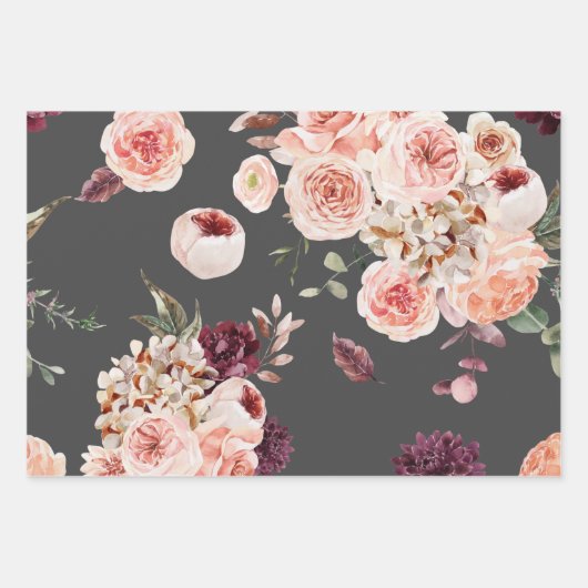 パステルモダンフラワー&クラフトギフトパーソナライズされたギフト ラッピングペーパーシート (正面2)
