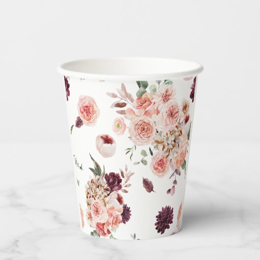 パステルモダンフラワー&クラフトギフトパーソナライズされたギフト 紙コップ (裏面)