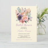 パステルモダンフローラブーケイエローブライダルシャワー 招待状 (スタンド正面)