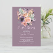 パステルモダンフローラブーケパープルブライダルシャワー 招待状 (スタンド正面)