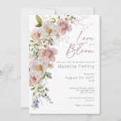 パステルモダンフローララブイン開花ブライダルシャワー 招待状 (正面)