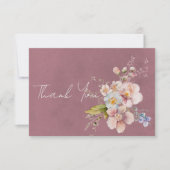 パステルモダンフローラ結婚ピンク サンキューカード (正面)