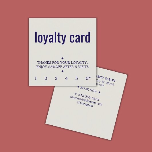 パステルモダンブルーはっきりしたサロン ロイヤリティカード
