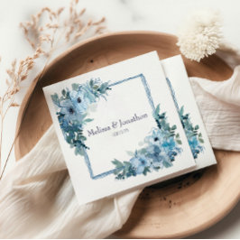パステルモダンブルーウォーターカラーバラ結婚ズナプキンス スタンダードカクテルナプキン