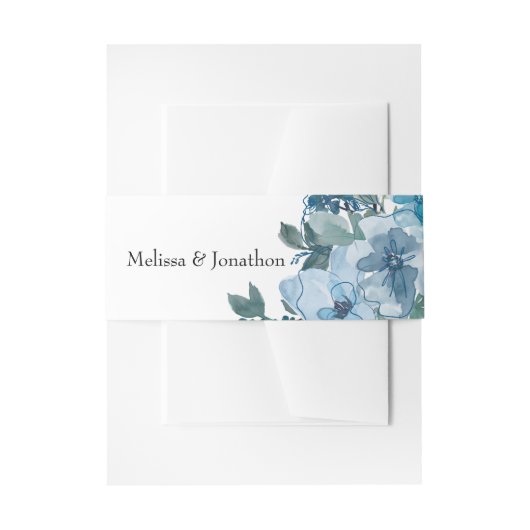 パステルモダンブルーウォーターバラズ結婚 招待状ベリーバンド (正面例)