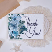 パステルモダンブルーバラフローラ結婚ズ サンキューカード