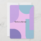 パステルモダンブルーパープルレトロ抽象芸術結婚ズ 招待状 (裏面)