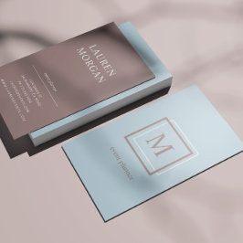 パステルモダンブルーモノグラムパーソナライズされた 名刺