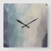 パステルモダンブルー抽象芸術パタかわいらしーン スクエア壁時計 (正面)