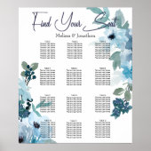 パステルモダンブルー水彩バラシーティングチャート ポスター (正面)