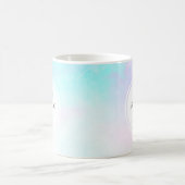 パステルモダンブルー&パープルウォーターカラーモノグラム コーヒーマグカップ (中央)