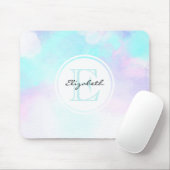 パステルモダンブルー&パープルウォーターカラーモノグラム マウスパッド (マウス)