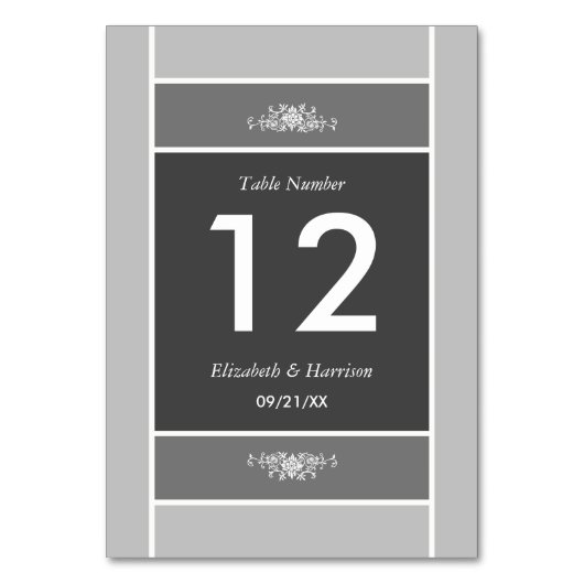 パステルモダンブロック – シェーバーグレイ結婚ズ テーブルナンバー (正面)