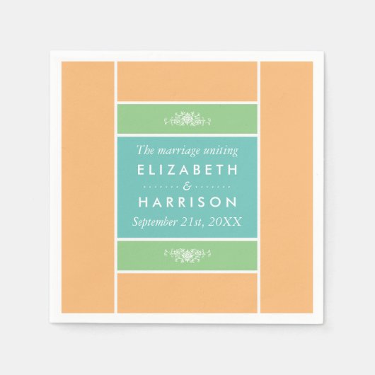 パステルモダンブロック – トロピカルカラー結婚- s スタンダードカクテルナプキン (正面)