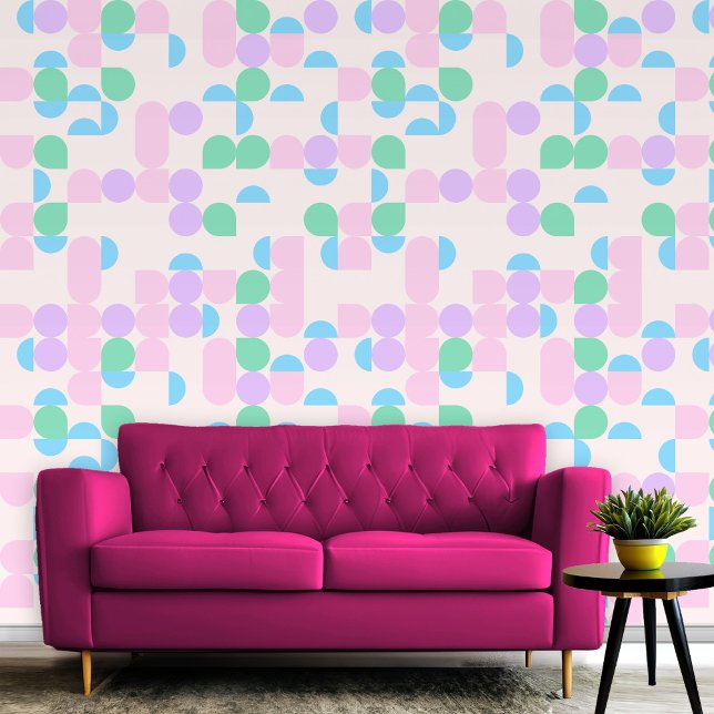 パステルモダンプの形状と部屋のパターン 壁紙 (Modern Colorful Pastel Shape & Pattern for Room Wallpaper)
