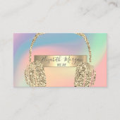 パステルモダンホログラフィックグリッターヘッドホンDJ 名刺 (正面)