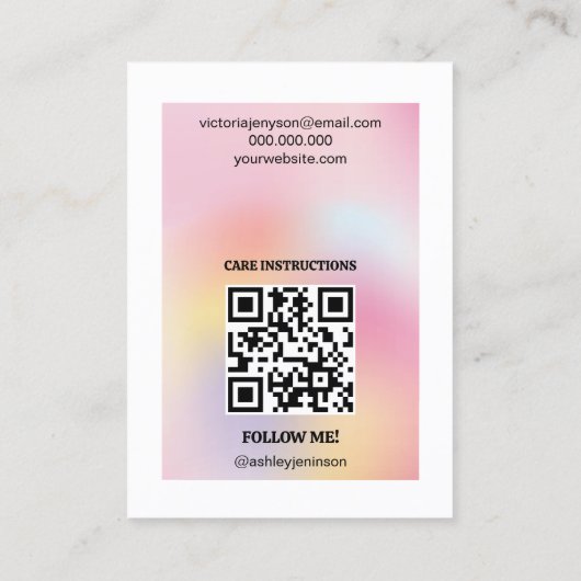 パステルモダンホログラフィックQRコードイヤリングディスプレイ 名刺 (裏面)