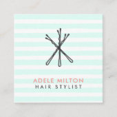 パステルモダンボビークールピンヘアサロン スクエア名刺 (正面)