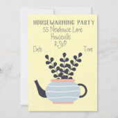 パステルモダンポット植物引っ越し祝いパーティーパーティー 招待状 (正面)