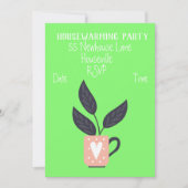 パステルモダンポット植物引っ越し祝いパーティーパーティー 招待状 (正面)