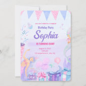 パステルモダンマーメイド誕生日招待状 招待状 (正面)