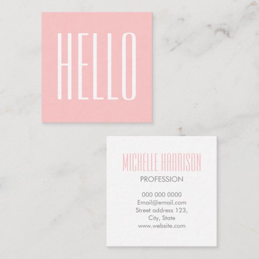パステルモダンミニマルはっきりしたピンク スクエア名刺 (正面/裏面)